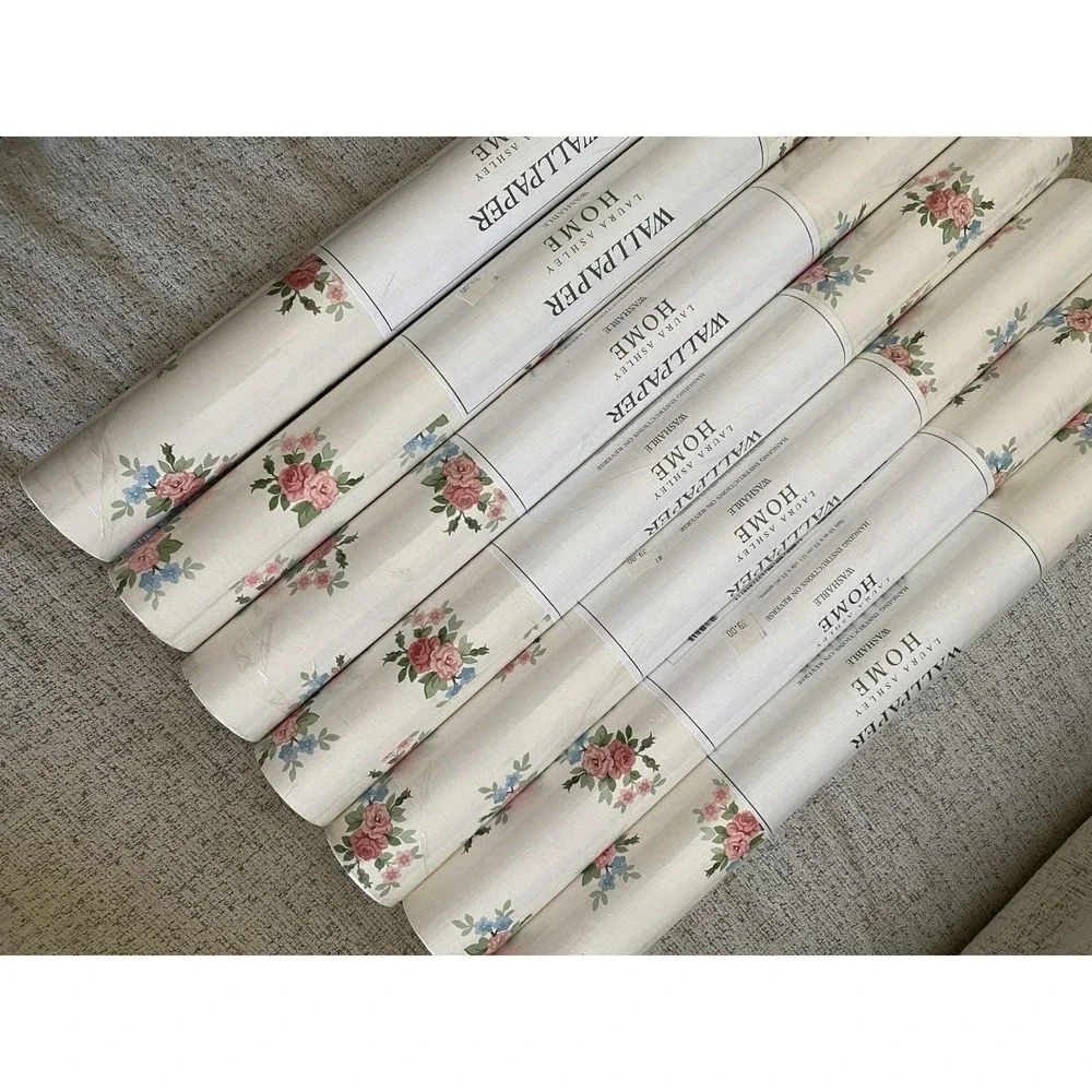 Laura Ashley Vintage Washable Wallpaper Florette Old Rose Cottagecore Floral